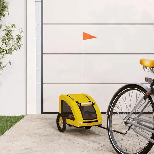 vidaXL Hondenfietstrailer oxford stof en ijzer geel, Dieren en Toebehoren, Overige Dieren-accessoires, Nieuw, Verzenden