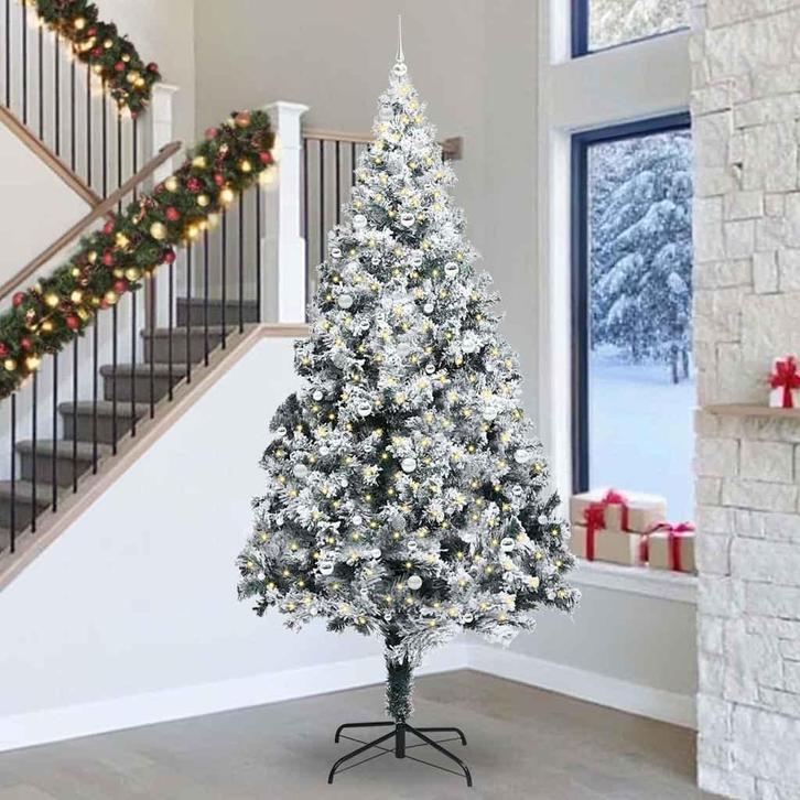 vidaXL Kerstboom met 300 LED met standaard Wit 300 cm PVC, Diversen, Kerst, Nieuw, Verzenden