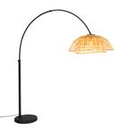 Oosterse booglamp zwart met naturel bamboe - Pua, Huis en Inrichting, Lampen | Vloerlampen, Nieuw, 150 tot 200 cm, Oosters