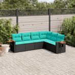 vidaXL 6-delige Loungeset met kussens poly rattan zwart, Verzenden, Nieuw, Rotan, Loungeset