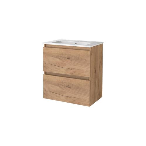 Badmeubelset BWS Salt 60x39cm Greeploos 2 Lades Met Wastafel, Doe-het-zelf en Verbouw, Sanitair, Bad, Nieuw, Chroom, Ophalen of Verzenden