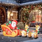 Opblaasbare Kerstdecoratie, Kerstman In Rendierslee, Polyest, Diversen, Kerst, Verzenden, Nieuw