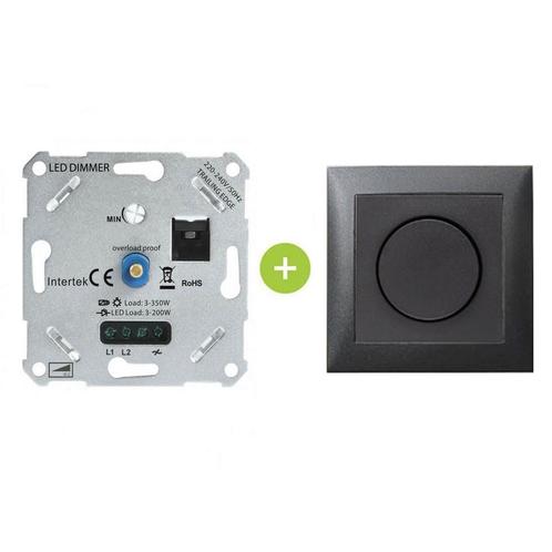 Compleet | LED dimmer 3-200W incl. afdekraam | Antraciet, Huis en Inrichting, Lampen | Overige, Ophalen of Verzenden