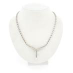 Witgouden collier met parel en diamant | 0,05 ct., Gebruikt, Overige kleuren, Ophalen of Verzenden, Met edelsteen