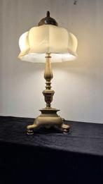Tafellamp - Gegoten messing, Opaline glas - Zwaar-Verfijnd