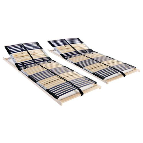 vidaXL Lattenbodems 2 st met 42 latten 7 zones 70x200 cm, Huis en Inrichting, Slaapkamer | Bedden, 70 cm of minder, 200 cm, Bruin