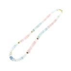 Gouden multi gekleurde kralen ketting | 45,5 cm (morganiet), Gebruikt, Overige kleuren, Ophalen of Verzenden, Met edelsteen