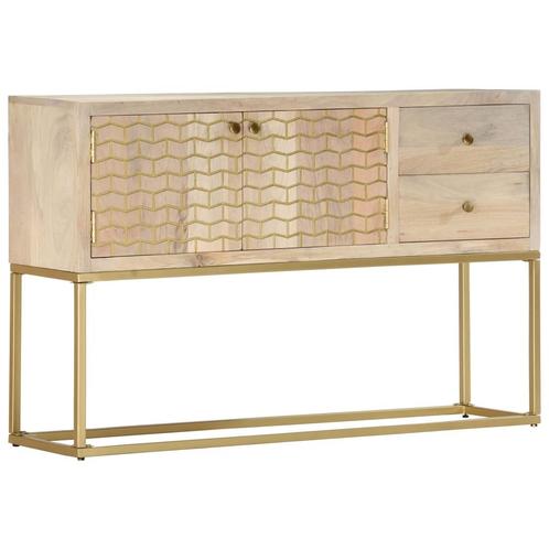 vidaXL Dressoir 120x30x75 cm massief mangohout goudkleurig, Huis en Inrichting, Kasten | Dressoirs, 25 tot 50 cm, Nieuw, 100 tot 150 cm