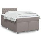 vidaXL Boxspring met matras stof taupe 120x200 cm, Verzenden, Nieuw, Twijfelaar, 120 cm