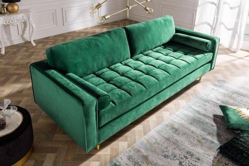 Design 3-zits loungebank COSY VELVET 220cm smaragdgroen, Huis en Inrichting, Banken | Bankstellen, Ophalen of Verzenden