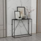 [en.casa] Console tafel Austevoll 90x30x80 cm staal zwart, Huis en Inrichting, Verzenden, Nieuw