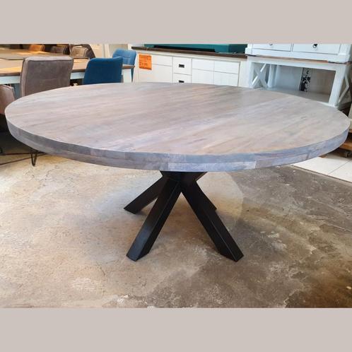 Eettafel rond | 120cm  | Mangohout | Grijs, Huis en Inrichting, Tafels | Eettafels, Nieuw, Ophalen of Verzenden