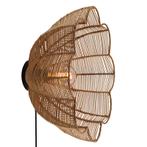 Rotan wandlamp bruin, Heather, met schakelaar, Huis en Inrichting, Lampen | Wandlampen, Ophalen of Verzenden, Nieuw, Metaal, Landelijk