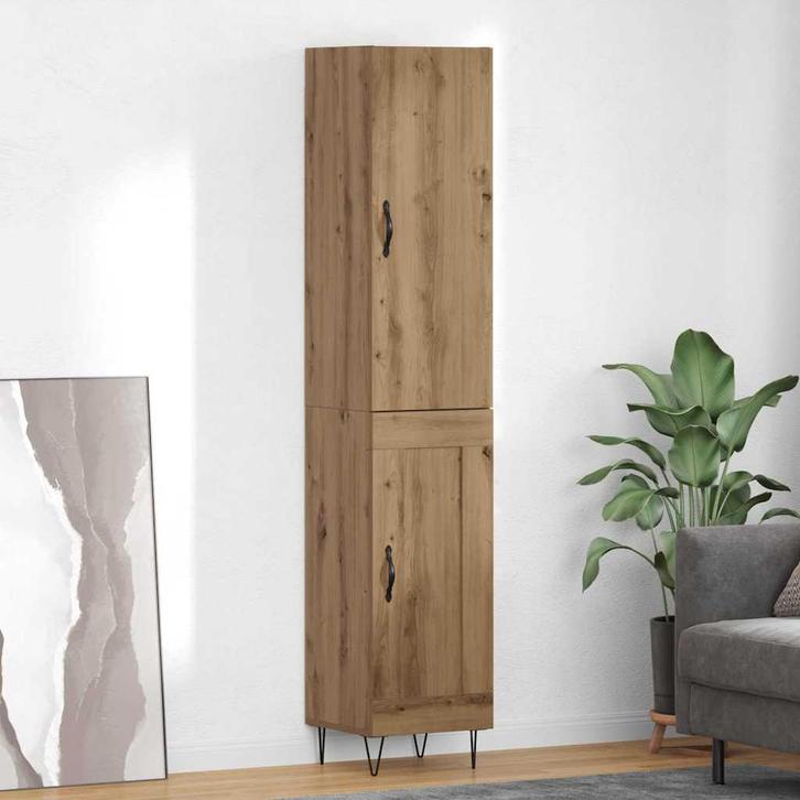 vidaXL Highboard Artisan Eiken 69,5 x 34 x 180 cm Bewerkt, Huis en Inrichting, Kasten | Buffetkasten, Nieuw, Minder dan 50 cm