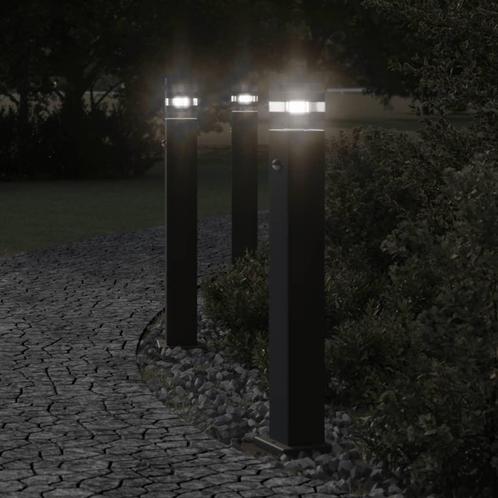 vidaXL Vloerlamp voor buiten met sensor 80 cm aluminium, Tuin en Terras, Buitenverlichting, Nieuw, Verzenden