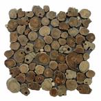 Mozaïek Hout Coin Root Old Teak 30X30 Cm (Prijs per 0,99 M2), Doe-het-zelf en Verbouw, Tegels, Nieuw, Overige materialen, Overige typen