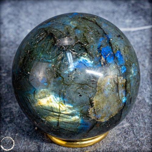 Natuurlijke labradoriet van eerste kwaliteit Bol, gepolijst-, Verzamelen, Mineralen en Fossielen