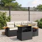 vidaXL 5-delige Loungeset met kussens poly rattan zwart, Verzenden, Nieuw, Rotan, Loungeset