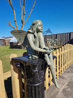 Beeld, XL Bronze Fairy with Butterfly - 60 cm - Brons