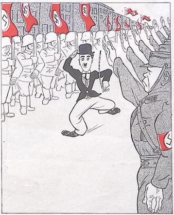 Chaplin mag Duitsland niet binnen op spotprent (lijst optie) beschikbaar voor biedingen