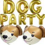 Folie ballon letter set Dog Party goud en 2 Cute Animal Face, Nieuw, Verzenden