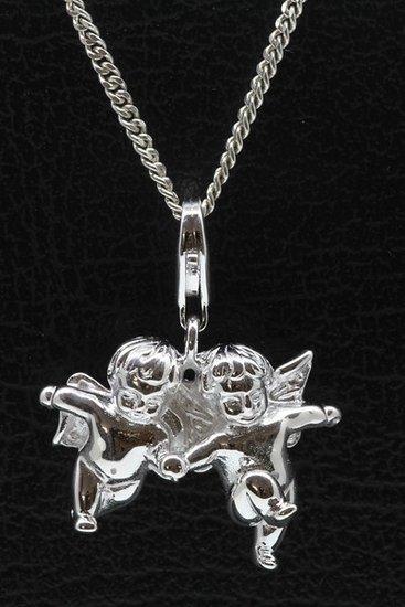 Zilveren Engel duo hanger en/of bedel, Sieraden, Tassen en Uiterlijk, Bedels, Verzenden