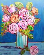 Joël Lhopital (XX-XXI) - Bouquet sur fond bleu