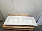 Wastafel 120 x 46 cm mat wit 2 bakken en 2 kraangaten, Nieuw, Ophalen of Verzenden