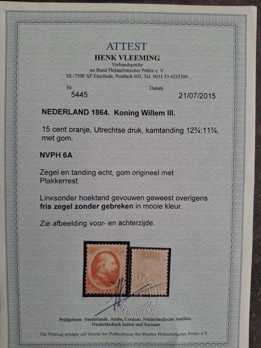 Nederland 1864/1864 - Koning Willem Iii, 2e emissie - NVPH 6, Postzegels en Munten, Postzegels | Nederland