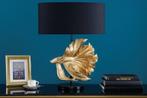 Design tafellamp CROWNTAIL 65cm zwart goud stoffen kap, Nieuw, Ophalen of Verzenden