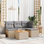 vidaXL 5-delige Loungeset met kussens poly rattan beige, Verzenden, Nieuw, Rotan, Loungeset