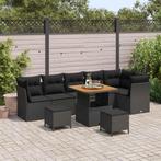 vidaXL Tuin Sofa Set 9 pcs Zwart Poly riet en gepoedercoat, Verzenden, Nieuw, Rotan
