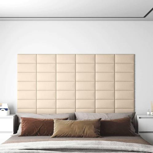 vidaXL Wandpanelen 12 st 0,54 m² 30x15 cm stof crèmekleurig, Doe-het-zelf en Verbouw, Platen en Panelen, Nieuw, Verzenden