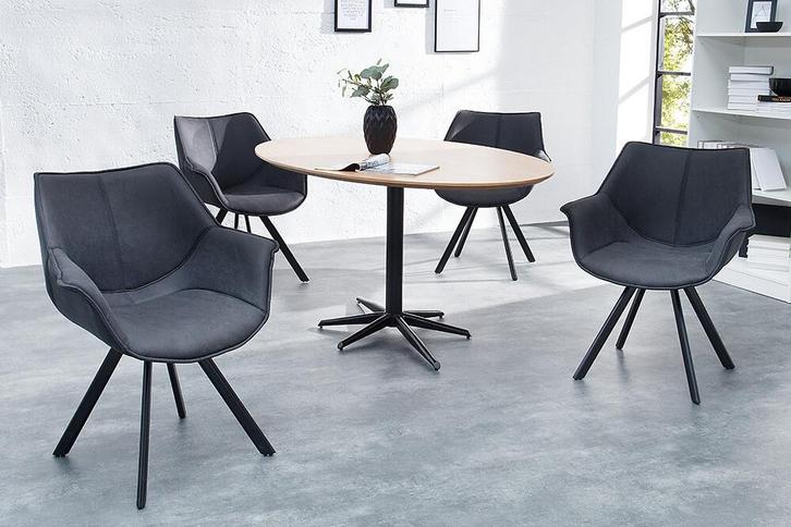 Bureaustoel THE DUTCH RETRO antiek grijs microvezel met, Huis en Inrichting, Fauteuils, Ophalen of Verzenden