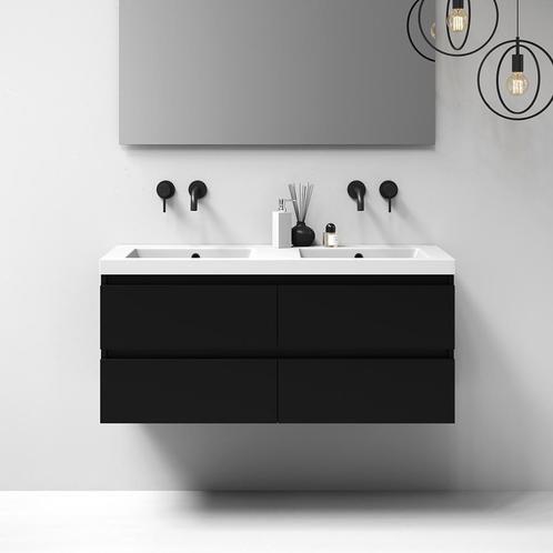 Meubelset Aquasplash Solution 120 Mat Zwart 4 Lades Met, Huis en Inrichting, Badkamer | Badkamermeubels, 25 tot 50 cm, Wasbak of Wastafel