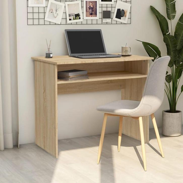 vidaXL Bureau 90x50x74 cm bewerkt hout sonoma eikenkleurig, Huis en Inrichting, Bureaus, Nieuw, Verzenden