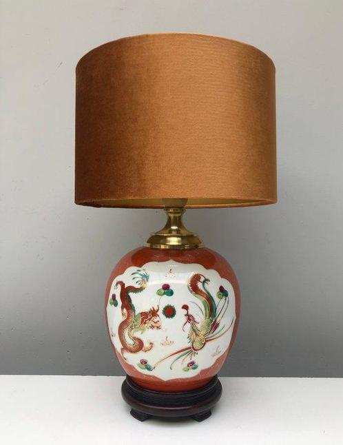 Tafellamp - Hout, Messing, Porselein, Antiek en Kunst, Kunst | Designobjecten
