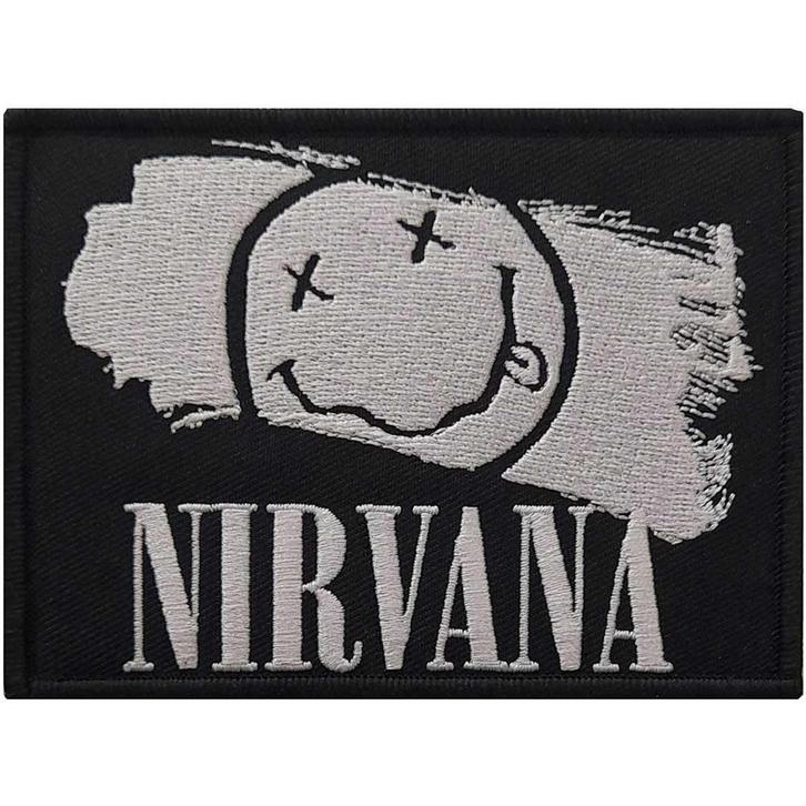 Nirvana - Smiley Paint - patch officiële merchandise, Verzamelen, Muziek, Artiesten en Beroemdheden, Kleding, Nieuw, Ophalen of Verzenden
