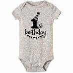 Cakesmash romper My First Birthday grijs met zwarte opdruk, Kinderen en Baby's, Verzenden, Nieuw, Sweet-One, Jongetje