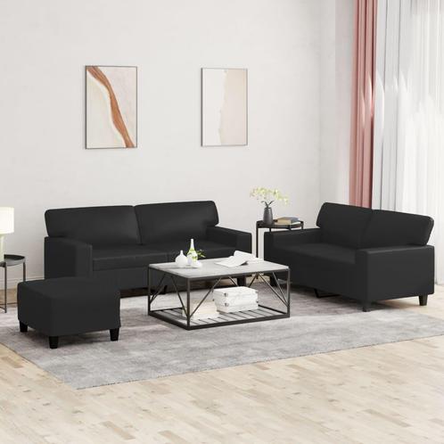 vidaXL 3-delige Loungeset kunstleer zwart, Huis en Inrichting, Banken | Bankstellen, Nieuw, Leer, Vierpersoons of meer, Verzenden