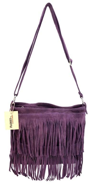 Back to the Sixties Suede Franje tas (paars), Sieraden, Tassen en Uiterlijk, Tassen | Schoudertassen, Nieuw, Verzenden