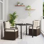 vidaXL 3-delige Tuin Eettafelset, bruin, poly rattan, Tuin en Terras, Tuinstoelen, Verzenden, Nieuw, Rotan