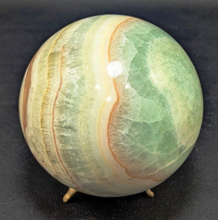 Pistache calciet natuurlijke kristal Bol - Hoogte: 107 mm -, Verzamelen, Mineralen en Fossielen