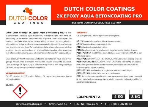 DCC 2K Epoxy Aqua Betoncoating RAL 9001 | Crèmewit, Doe-het-zelf en Verbouw, Verf, Beits en Lak, Verf, Wit, Nieuw, Verzenden