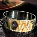 Armband van staal met parelmoer van Paua Shell - Haliotis