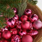 Kerstballen Set - 60 Stuks - Ø7 cm - Onbreekbaar - Fuchsia, Verzenden, Nieuw