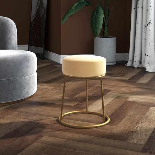 vidaXL Hocker rond fluweel abrikooskleurig, Huis en Inrichting, Stoelen, Nieuw, Verzenden