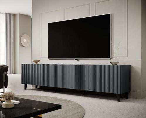 TV-Meubel antraciet 200x42x53 4 deuren zwarte pootjes, Huis en Inrichting, Kasten | Televisiemeubels, 200 cm of meer, 25 tot 50 cm