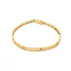 Gouden fantasie schakel armband; Meander | 17,5 cm, Sieraden, Tassen en Uiterlijk, Goud, Goud, Gebruikt, Verzenden