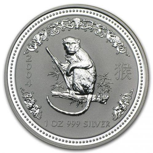 Lunar I - Year of the Monkey - 1 oz 2004 (105.680 oplage), Postzegels en Munten, Munten | Oceanië, Losse munt, Zilver, Verzenden